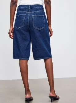 Dark indigo solid jort