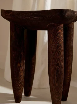 Dark paulownia wood decorative stool