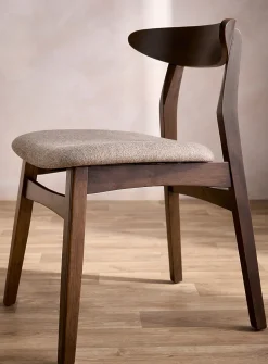 Dark walnut finish curved backrest chairs