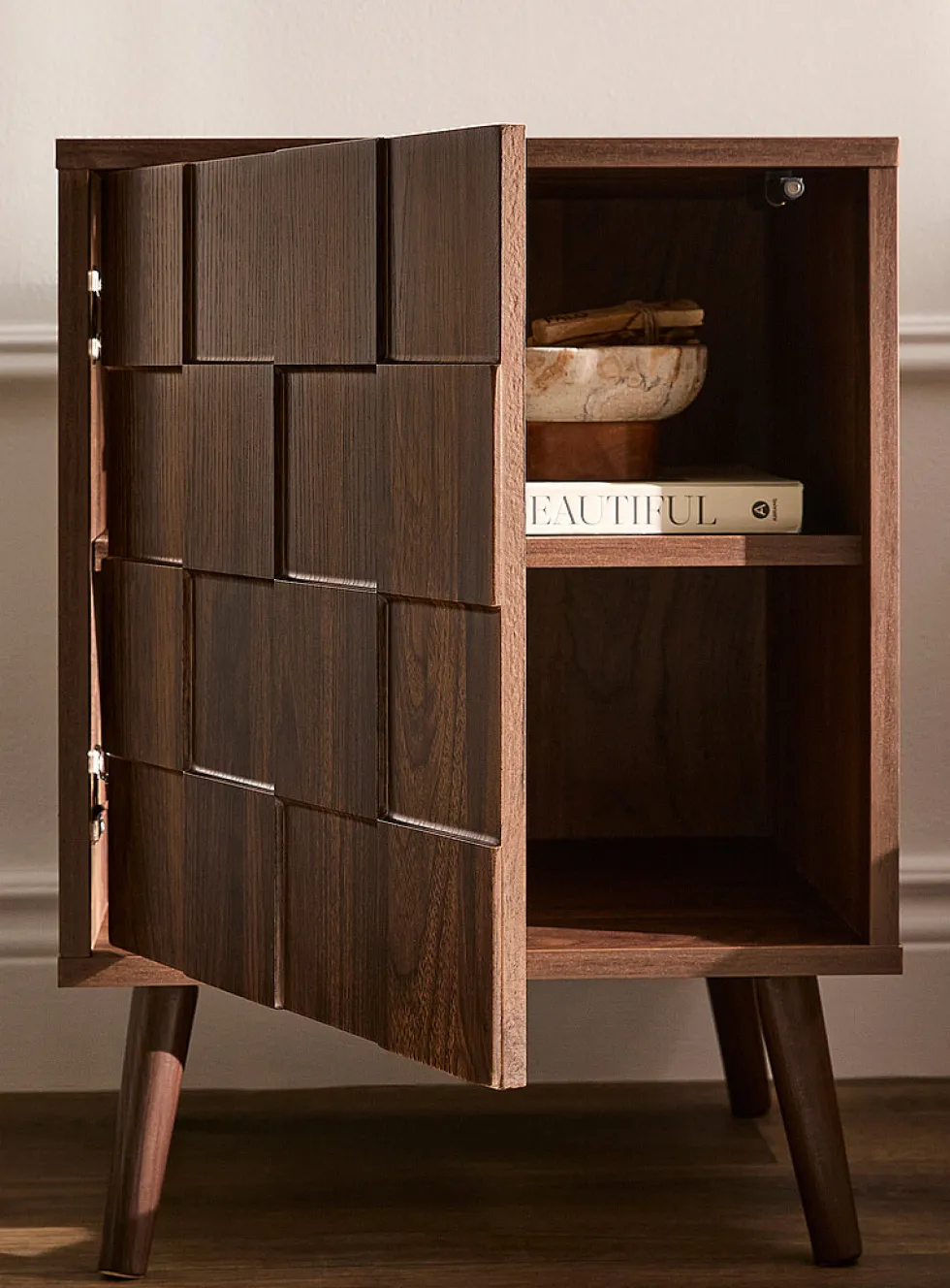 Dark walnut-finish accent table