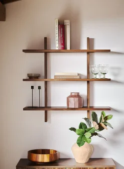 Dark wool triple wall shelf
