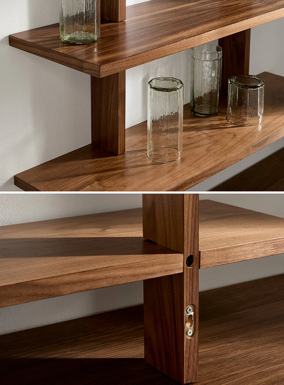 Dark wool triple wall shelf