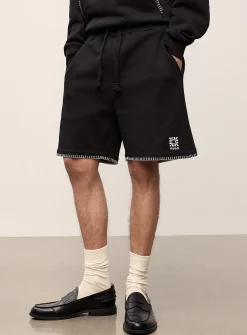 Daronso contrast-embroidery terry-lined short