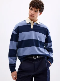 David striped rugby polo