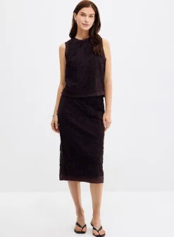 Daysee chocolate floral tulle skirt
