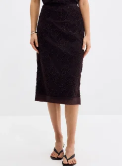 Daysee chocolate floral tulle skirt
