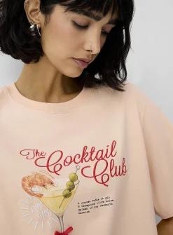 Decorated print loose boxy-fit T-shirt