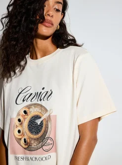 Decorated print loose boxy-fit T-shirt