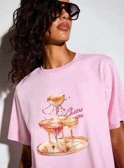 Decorated print loose boxy-fit T-shirt