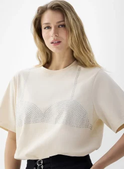 Decorated print loose boxy-fit T-shirt