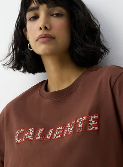 Decorated print loose boxy-fit T-shirt