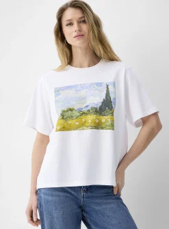 Decorated print loose boxy-fit T-shirt