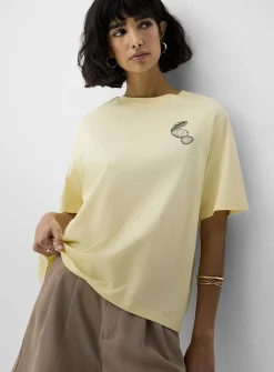 Decorated print loose boxy-fit T-shirt