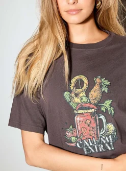 Decorated print loose boxy-fit T-shirt