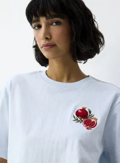 Decorated print loose boxy-fit T-shirt