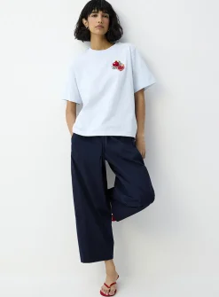 Decorated print loose boxy-fit T-shirt