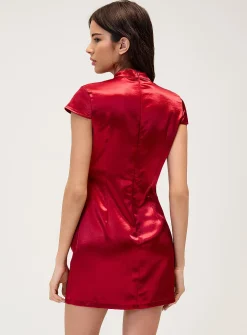 Decorative collar cap-sleeve minidress