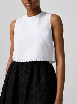 Deeba poplin scalloped cropped top