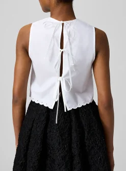 Deeba poplin scalloped cropped top