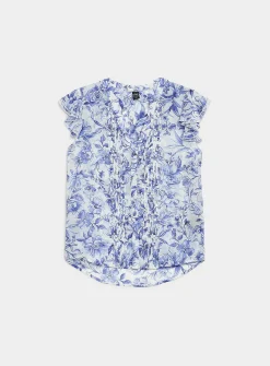 Delicate pleating sheer chiffon blouse