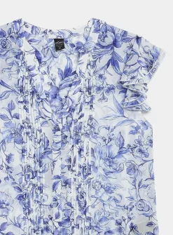 Delicate pleating sheer chiffon blouse