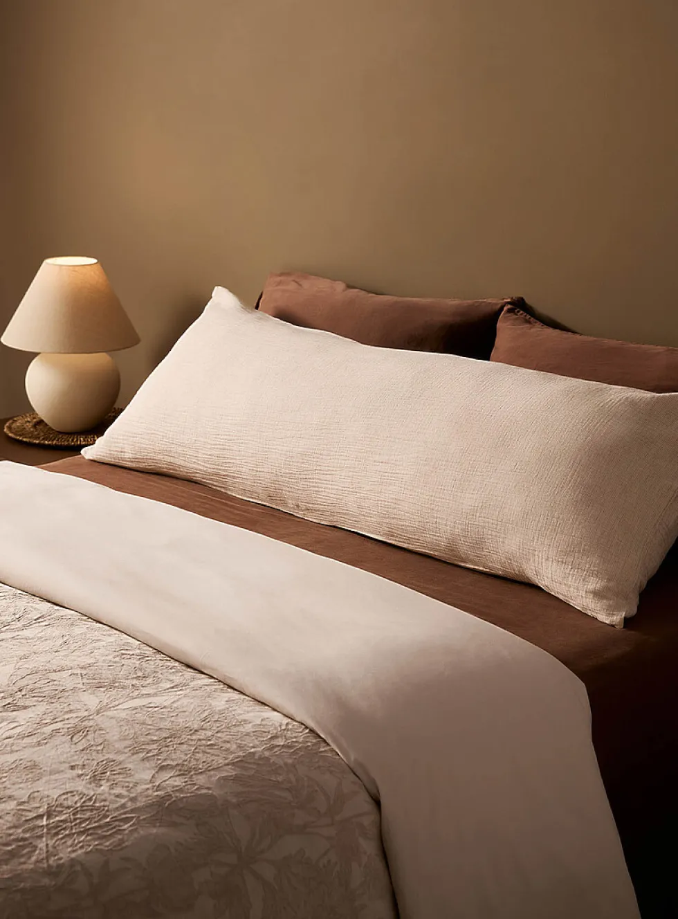 Delicate stripes organic cotton gauze body pillow sham