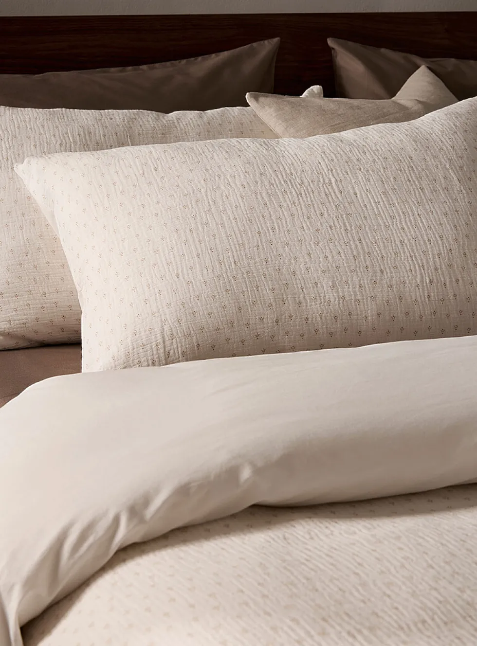 Delicate-pattern organic cotton gauze duvet cover set