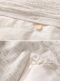 Delicate-pattern organic cotton gauze duvet cover set