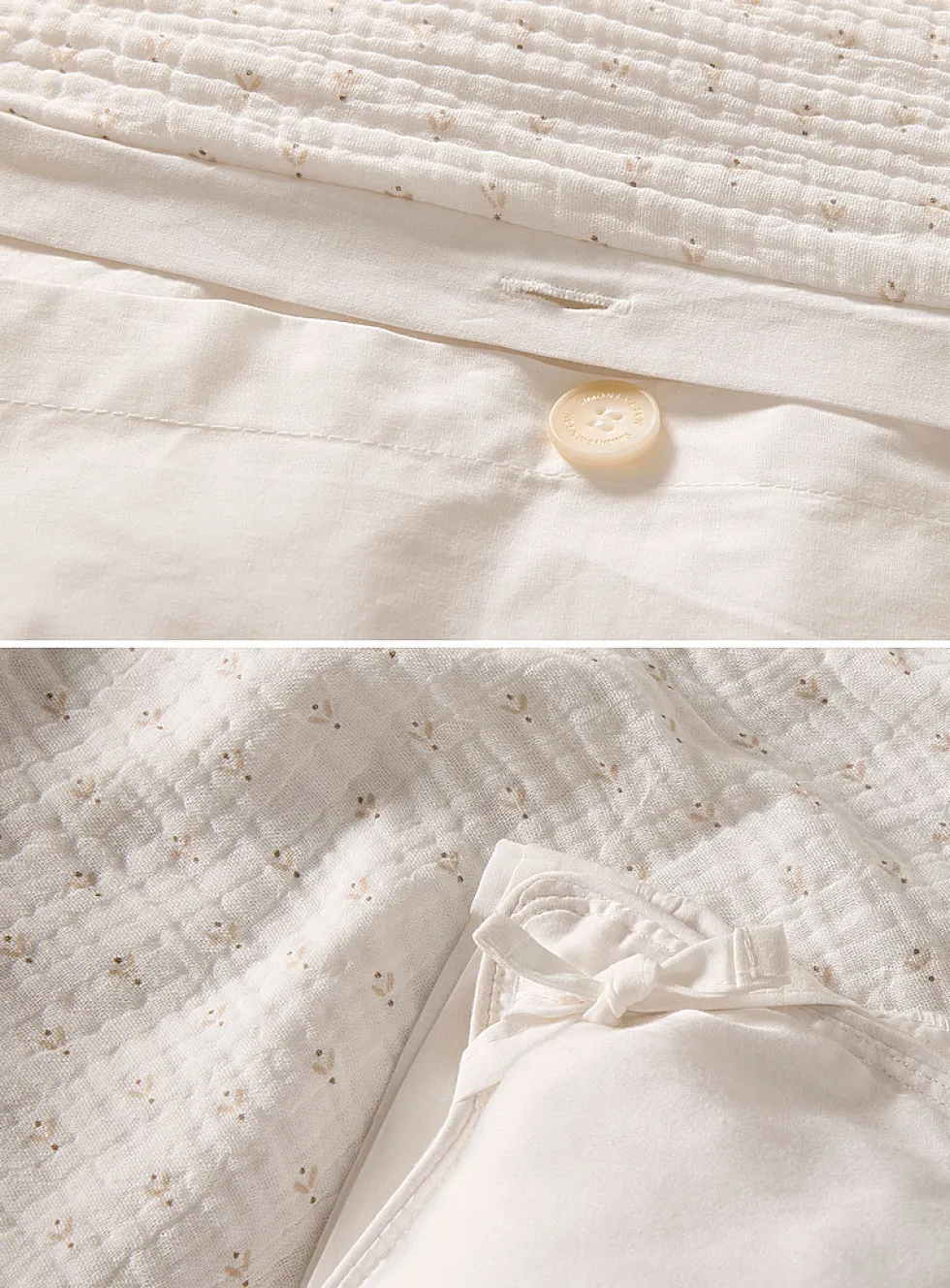 Delicate-pattern organic cotton gauze duvet cover set