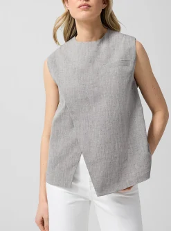 Della linen-cotton blend asymmetrical top