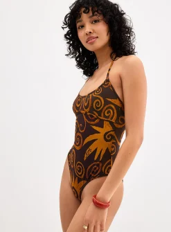 Della solar spiral halter one-piece