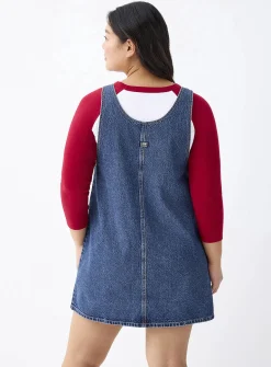 Denim apron dress with pockets