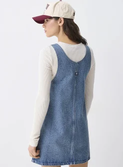 Denim apron dress with pockets