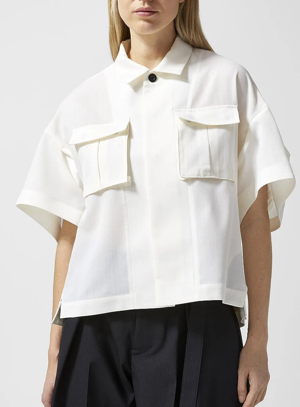 Denim back white shirt