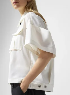 Denim back white shirt