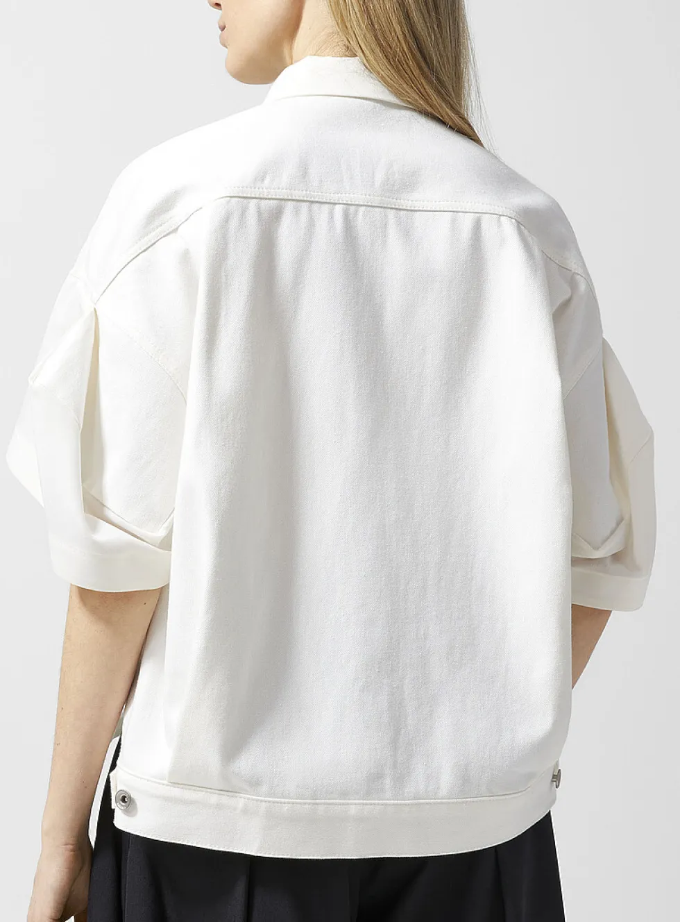 Denim back white shirt