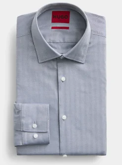 Denim blue herringbone shirt