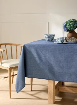 Denim blue textured tablecloth
