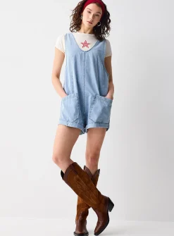 Denim carpenter romper