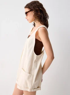 Denim carpenter romper