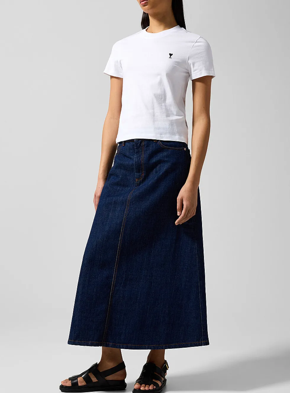 Denim midi skirt