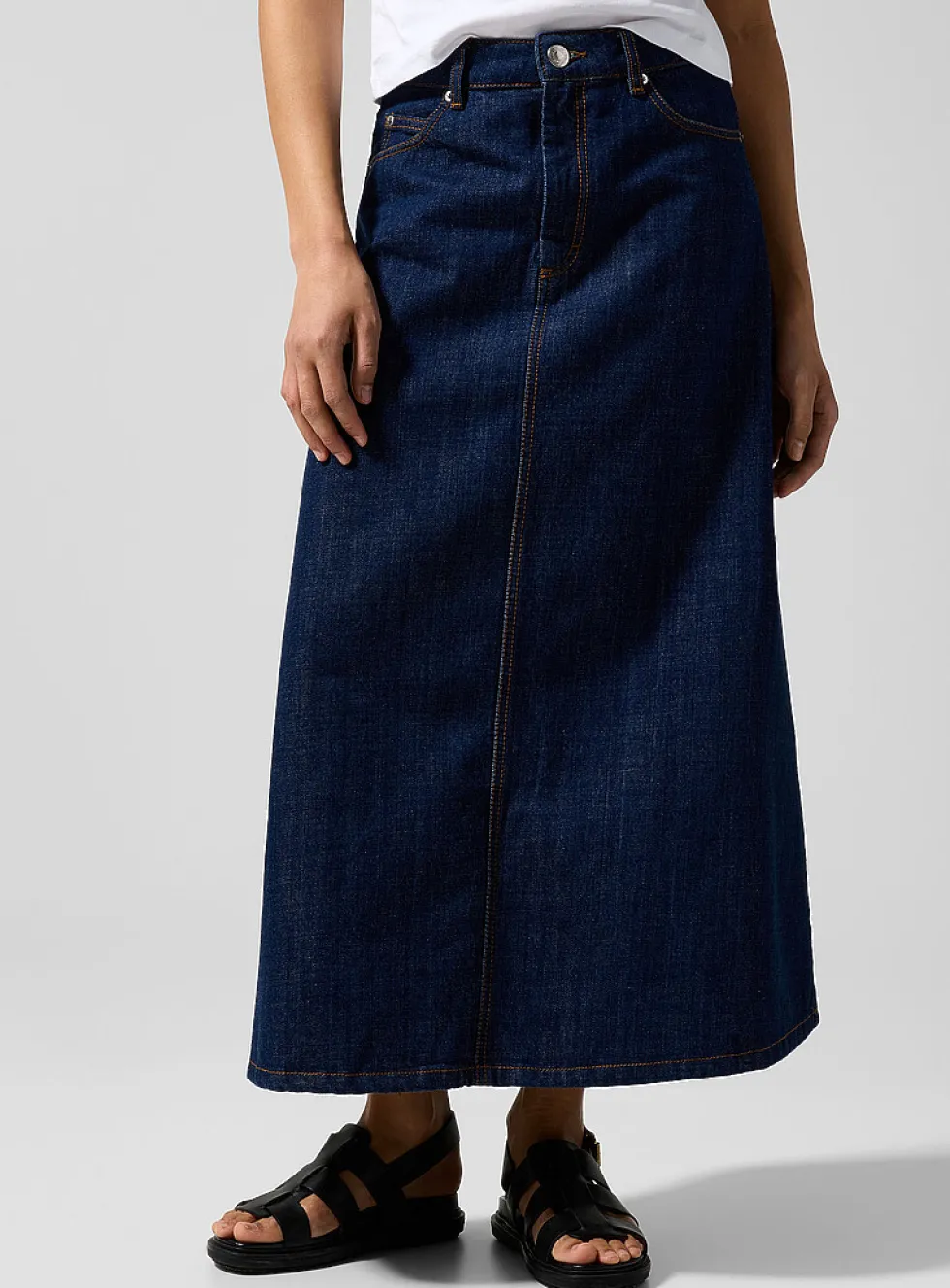 Denim midi skirt