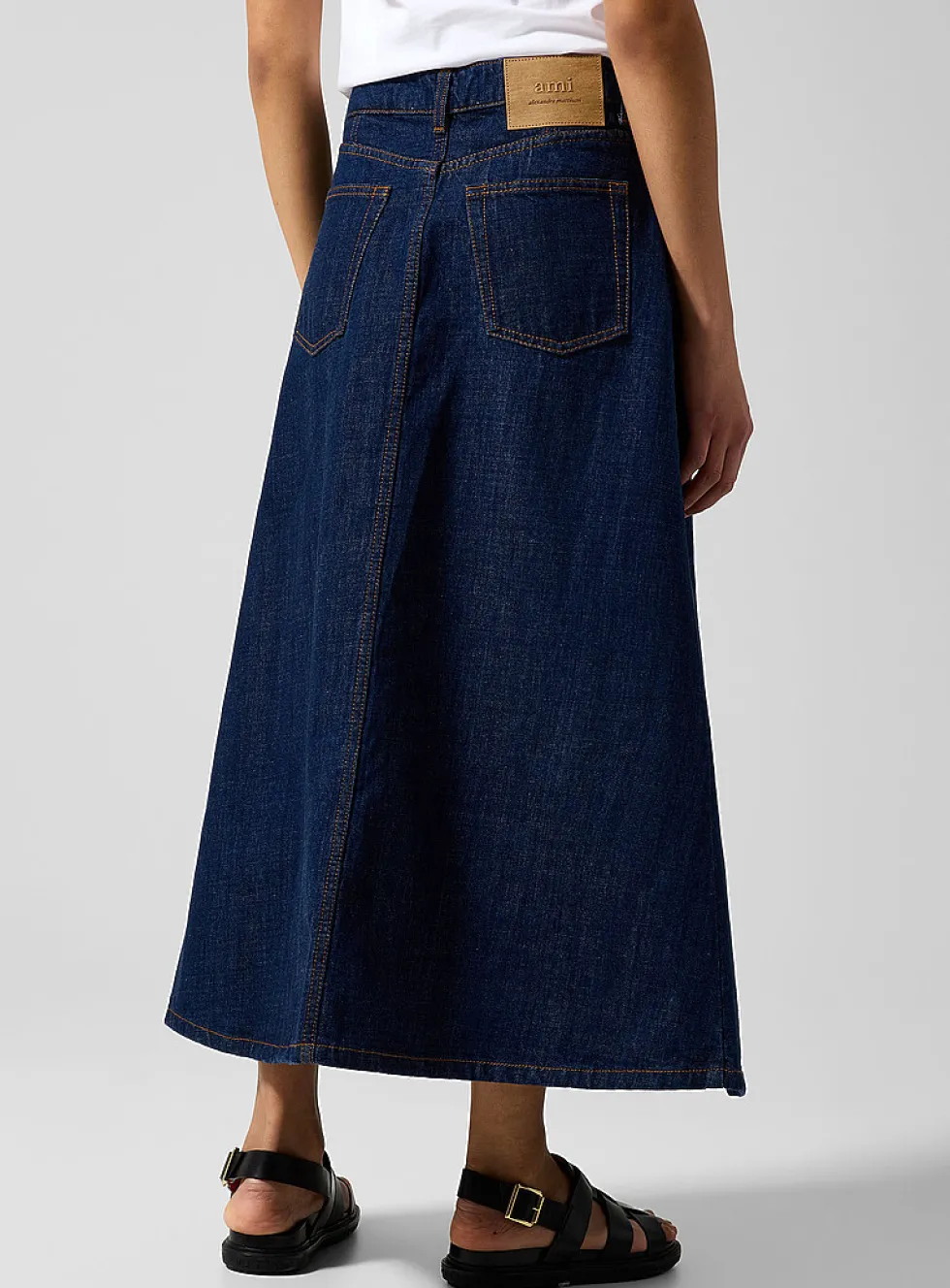 Denim midi skirt