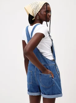Denim overall shorts