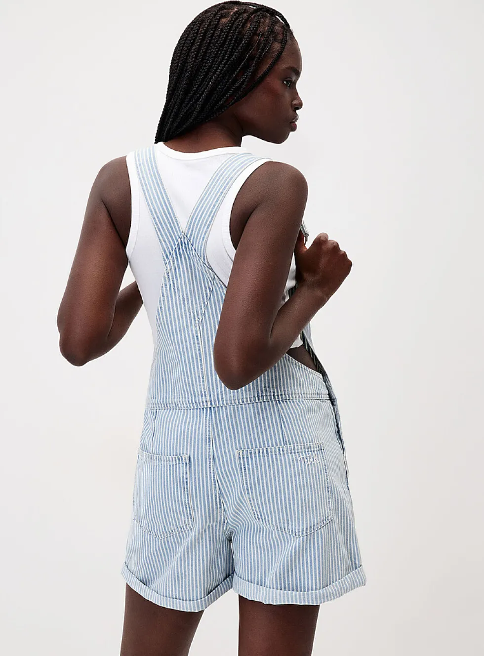 Denim overall shorts