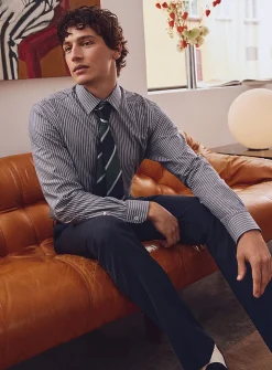 Denim-blue striped shirt