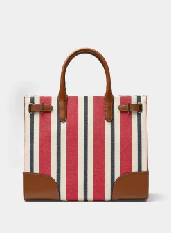 Devyn striped square tote bag