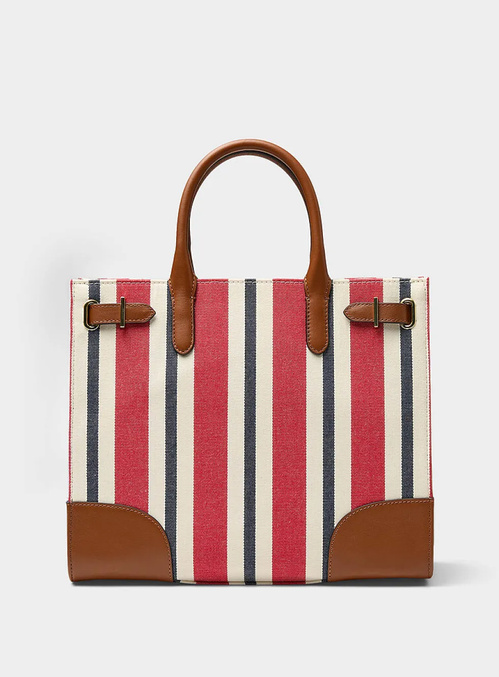 Devyn striped square tote bag