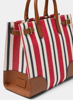 Devyn striped square tote bag