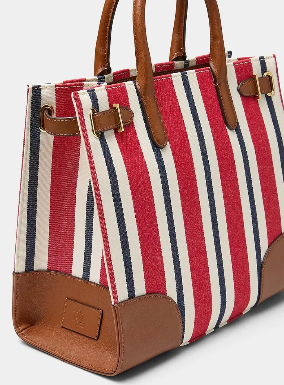 Devyn striped square tote bag